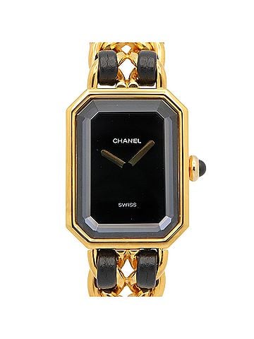 Chanel Chanel CHANEL Première S Watch, Gold Plated (GP), Leather Strap, Women's, Black, H0001 (view 1)