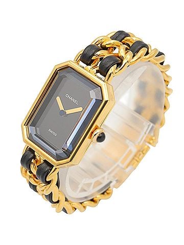 Chanel Chanel CHANEL Première S Watch, Gold Plated (GP), Leather Strap, Women's, Black, H0001 (view 2)