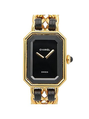 Chanel Chanel CHANEL Première S Watch, Gold Plated (GP), Leather Strap, Women's, Black, H0001 (view 1)