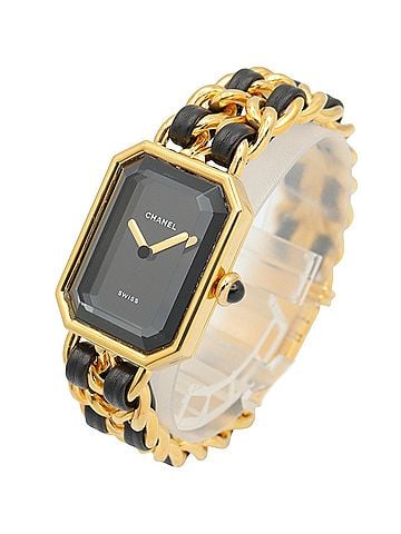 Chanel Chanel CHANEL Première S Watch, Gold Plated (GP), Leather Strap, Women's, Black, H0001 (view 2)