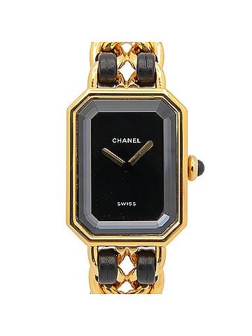 Chanel Chanel CHANEL Première M Watch, Gold Plated Leather, Women's, Black, H0001 (view 1)