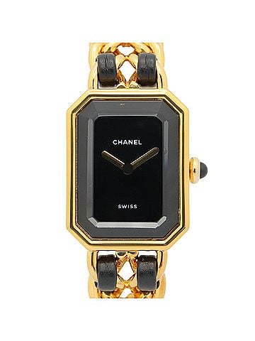 Chanel Chanel CHANEL Première S Watch, Gold Plated (GP), Leather Strap, Women's, Black, H0001 (view 1)
