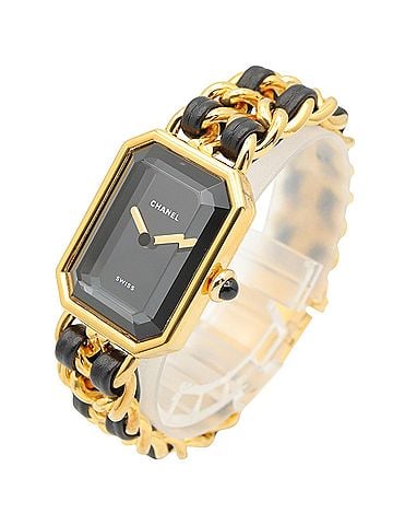Chanel Chanel CHANEL Première S Watch, Gold Plated (GP), Leather Strap, Women's, Black, H0001 (view 2)