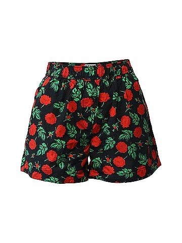 Ganni Ganni Rose Print Shorts in Black Cotton (view 1)