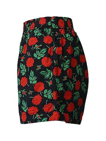Ganni Ganni Rose Print Shorts in Black Cotton (view 2)