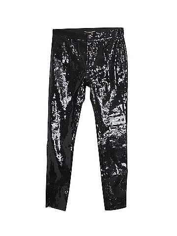 Saint Laurent Saint Laurent Sequined Straight Pants in Black Cotton (view 1)