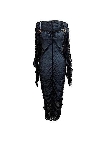 Bottega Veneta Bottega Veneta Square Neckline Midi Length Dress in Black Viscose (view 1)