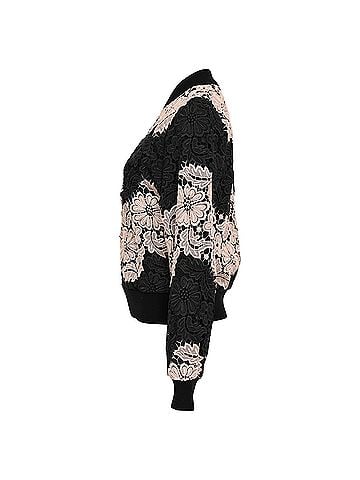 Alice + Olivia Alice + Olivia Felisa Lace Bomber Jacket in Black Polyester (view 2)