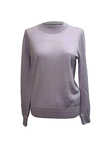 Burberry Burberry Knitted Logo Neck Sweater in Purple Merino Wool (view 1)