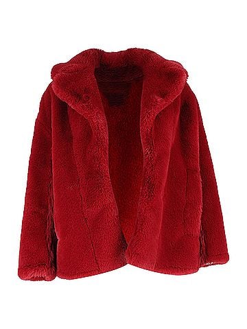 Diane von Furstenberg  Diane Von Furstenberg Open Jacket in Burgundy Faux Fur (view 1)