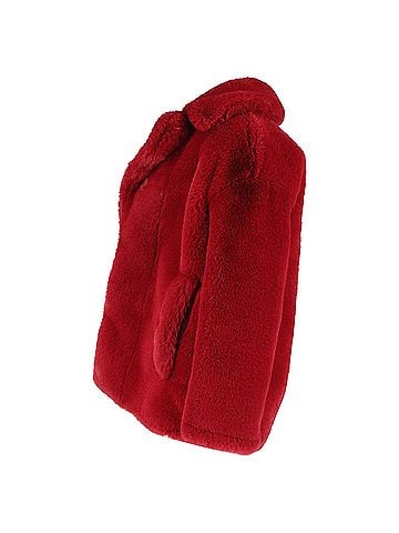 Diane von Furstenberg  Diane Von Furstenberg Open Jacket in Burgundy Faux Fur (view 2)