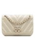 Chanel 100% Leather White Large Chevron Sheepskin Subtle Flap One size - photo 1