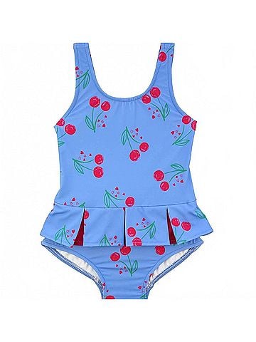 Florence Eiseman Kids' Cherry Print Swimsuit in Blue (view 1)