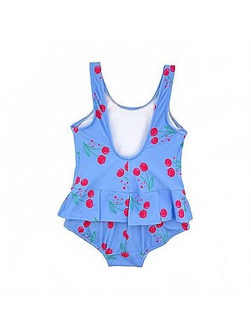 Florence Eiseman Kids' Cherry Print Swimsuit in Blue (view 2)