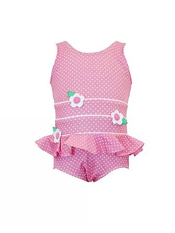 Florence Eiseman Girls Polka Dot Swim Suit in Pink (view 1)