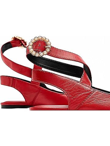 Free People Women's Parisa Pointe Flat in Red (view 2)
