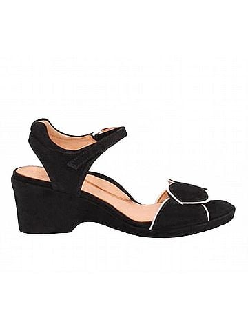 L'Amour Des Pieds Women's Marora Suede Sandal in Black/White (view 1)