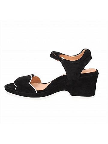 L'Amour Des Pieds Women's Marora Suede Sandal in Black/White (view 2)