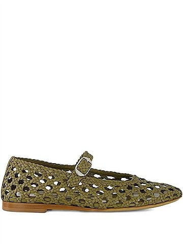 Le Monde Beryl Women's Woven Mary Jane Shoes in Khaki (view 1)