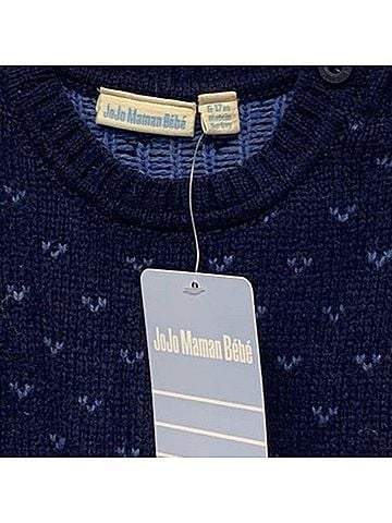 JoJo Maman Bebe Boys' Long Sleeve Wool Sailboat Sweater in Navy (view 2)