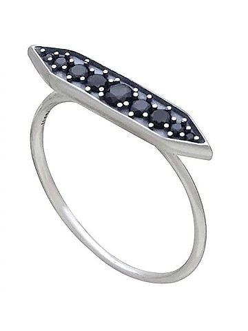 Nina Artisan Sterling Silver Crystal Stacking Ring in Silver (view 1)