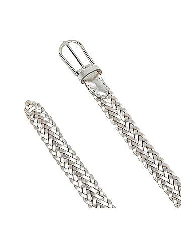 Gianni Chiarini Women's Braided Leather Belt in Silver (view 2)