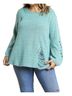 Umgee Green Distressed Plus Sweater in Dusty Mint Size 1X - photo 2