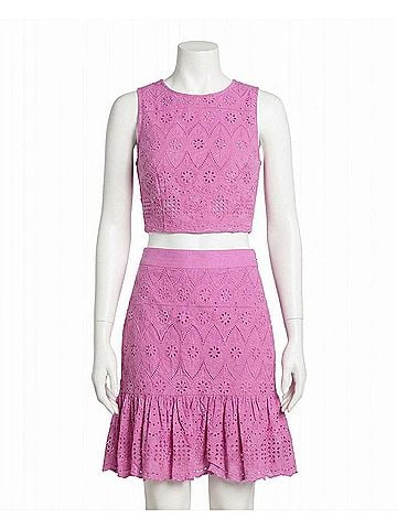 Nicole Miller Embellished Eyelet Mini Skirt in Lilac (view 1)
