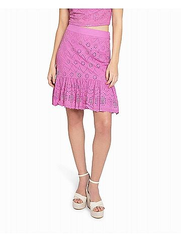 Nicole Miller Embellished Eyelet Mini Skirt in Lilac (view 2)