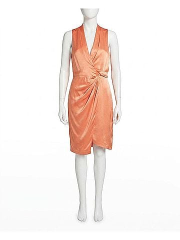 Nicole Miller Stretch Silk Wrap Midi Dress in Orange (view 1)