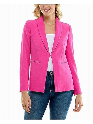 Nicole Miller Isla Stretch Crepe One Button Blazer in Precious Pink (view 2)