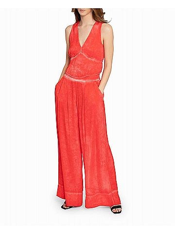 Nicole Miller Garment Dyed V-Neck Top in Poppy (view 2)