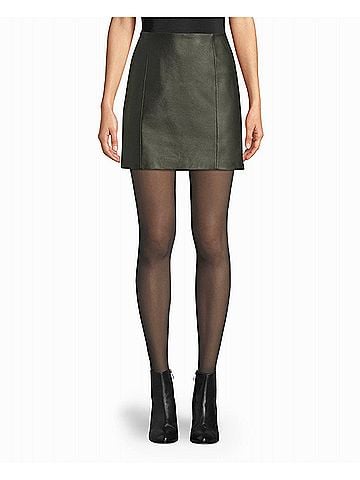 Nicole Miller Leather Mini Skirt in Army Green (view 2)