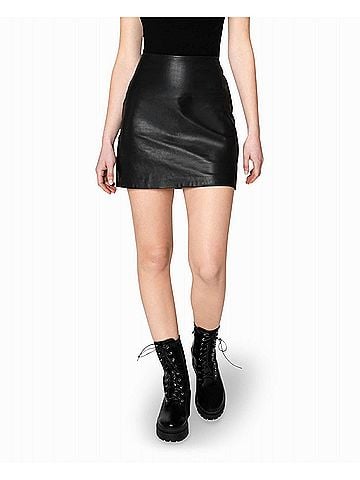 Nicole Miller Leather Mini Skirt in Black (view 2)