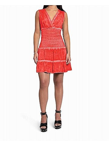 Nicole Miller Garment Dyed Sleeveless Mini Dress in Poppy (view 2)