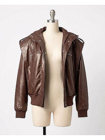 Nicole Miller Leather Space Jacket in Brown (view 1)
