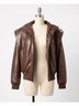 Nicole Miller Brown Leather Space Jacket in Brown Size M - photo 1