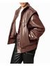 Nicole Miller Brown Leather Space Jacket in Brown Size M - photo 4