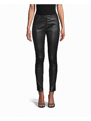Nicole Miller Skinny Leather Pants in Black (view 2)