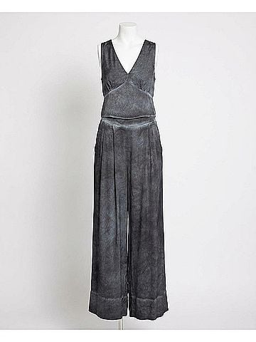 Nicole Miller Garment Dyed Silk Wide Leg Pant in Black (view 1)