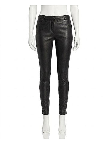 Nicole Miller Skinny Leather Pants in Black (view 1)