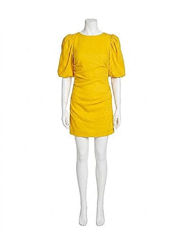 Nicole Miller Stretch Puff Sleeve Lauren Dress in Yellow (view 1)