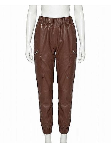 Nicole Miller Leather Space Jogger in Brown (view 1)