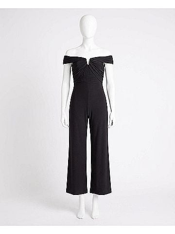 Nicole Miller Whitney Off-The-Shoulder Jumpsuit in Very Black (view 1)