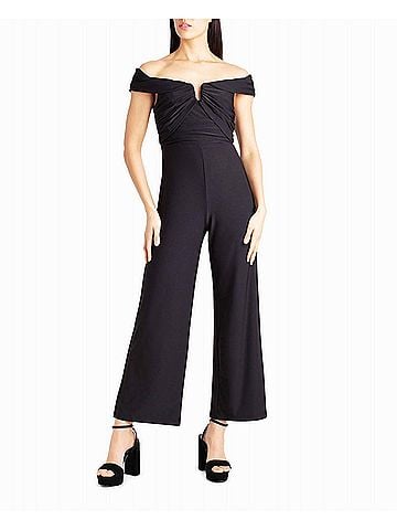 Nicole Miller Whitney Off-The-Shoulder Jumpsuit in Very Black (view 2)