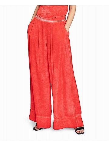 Nicole Miller Garment Dyed Silk Wide Leg Pant in Poppy (view 2)