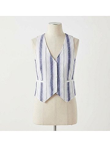 Bella Dahl Cinch Back Vest in Coastal Ombre Stripe (view 1)