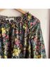 LoveShackFancy Floral Black Green Pink Long Sleeve Blouse Size XS - photo 11