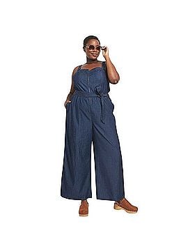 Lane Bryant Chambray Sleeveless Belted Zip-Front Jumpsuit Jumpsuit (view 1)