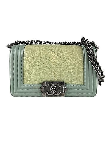 Chanel Chanel Boy Shoulder Bag, Leather, Galuchat, Green, Women's, z9311 (view 1)